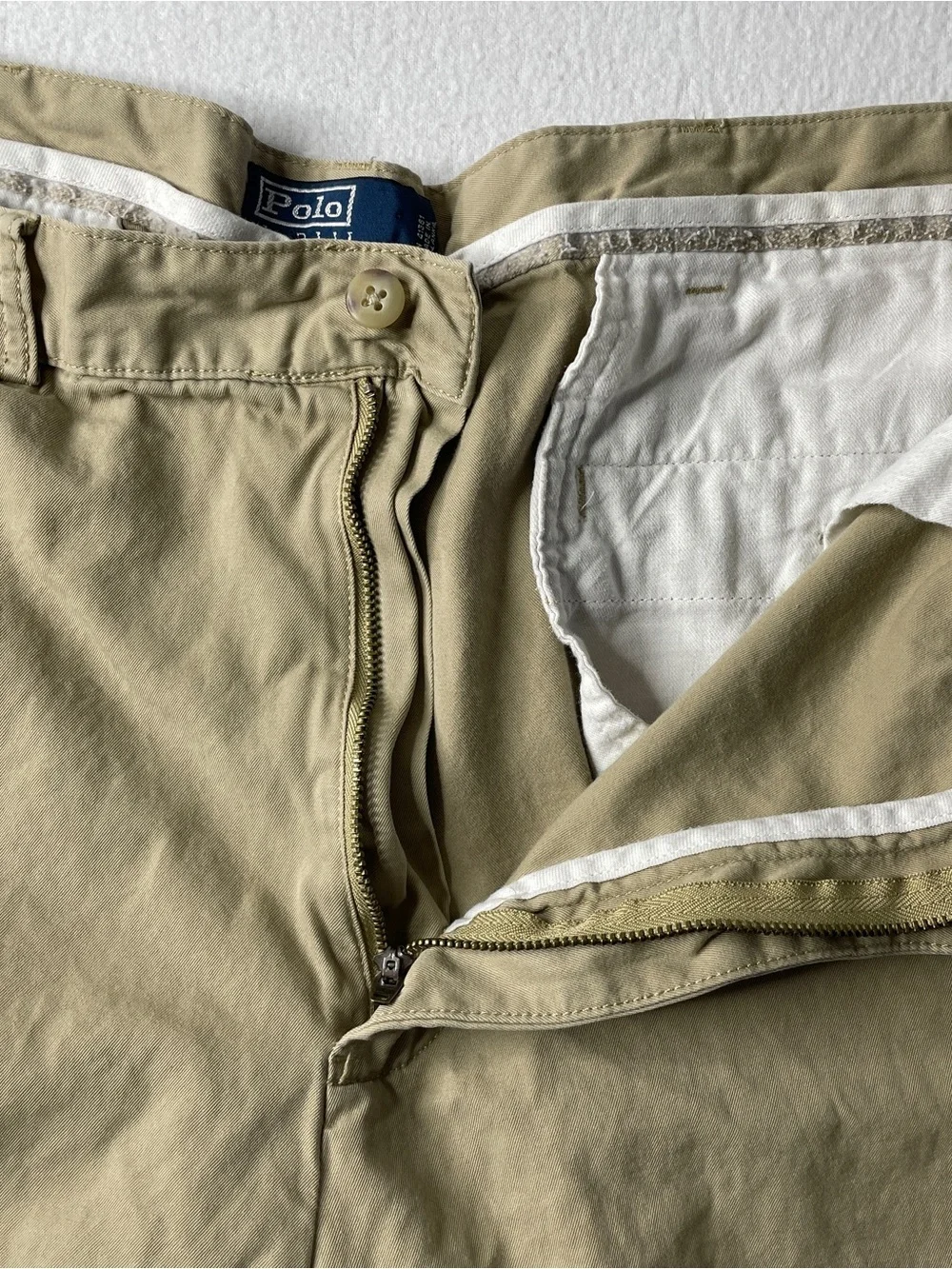 Polo Ralph Lauren Chino Shorts Men's 38 Tan Flat Front Preppy Vintage 90s